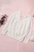 Sexy V Neck Surplice Hollow-Out Sweater With Lace Sleeves